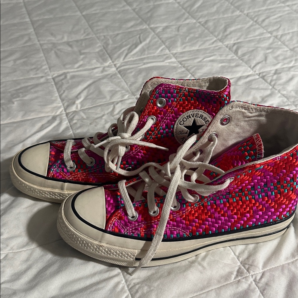 Converse Woven Pink and Red High-Tops